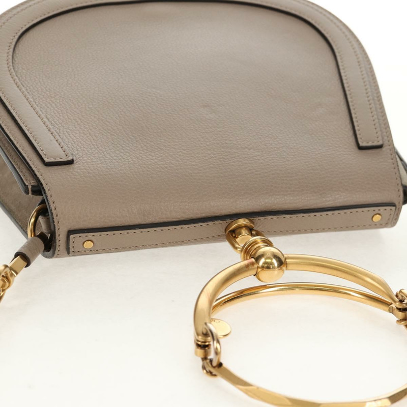 【日本直送】Chloe Nile 中型手環肩背包 皮革 米色 金色 正品 157808-5