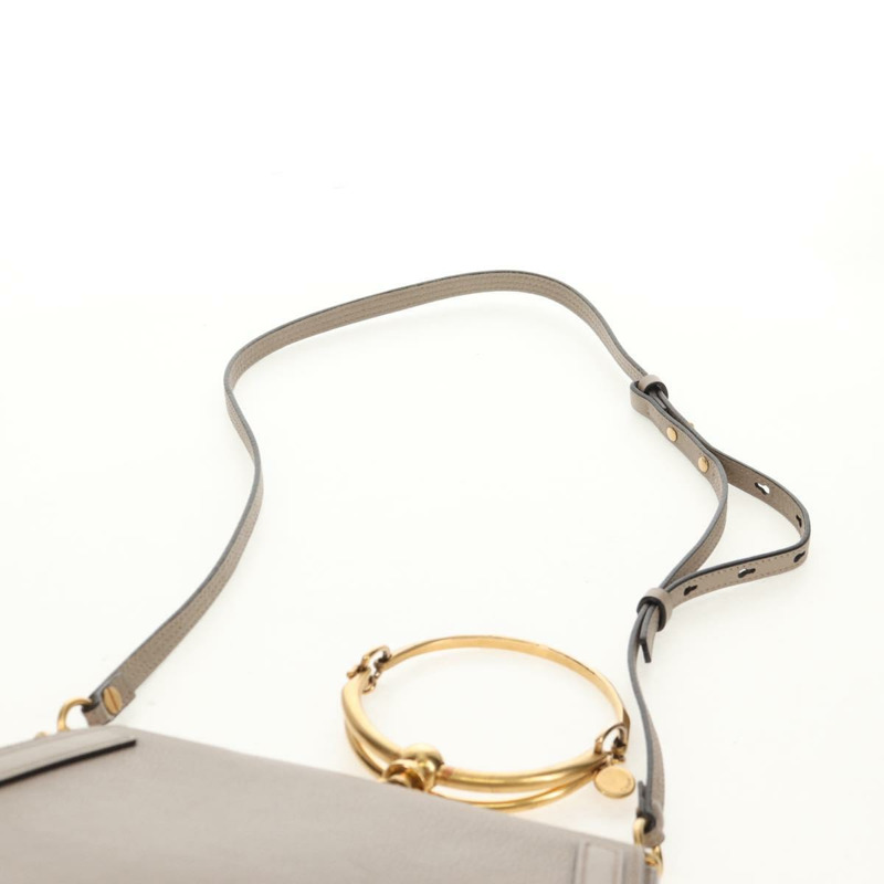 【日本直送】Chloe Nile 中型手環肩背包 皮革 米色 金色 正品 157808-15