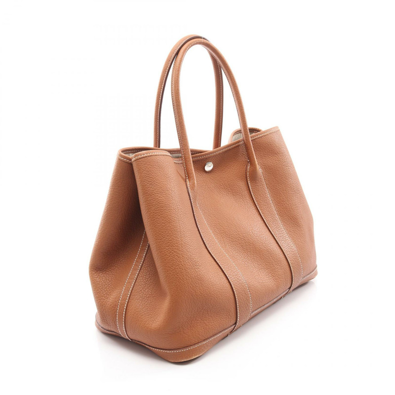 愛馬仕 Garden Party PM 手提包 K Negonda 金色皮革二手女士 SHW-1