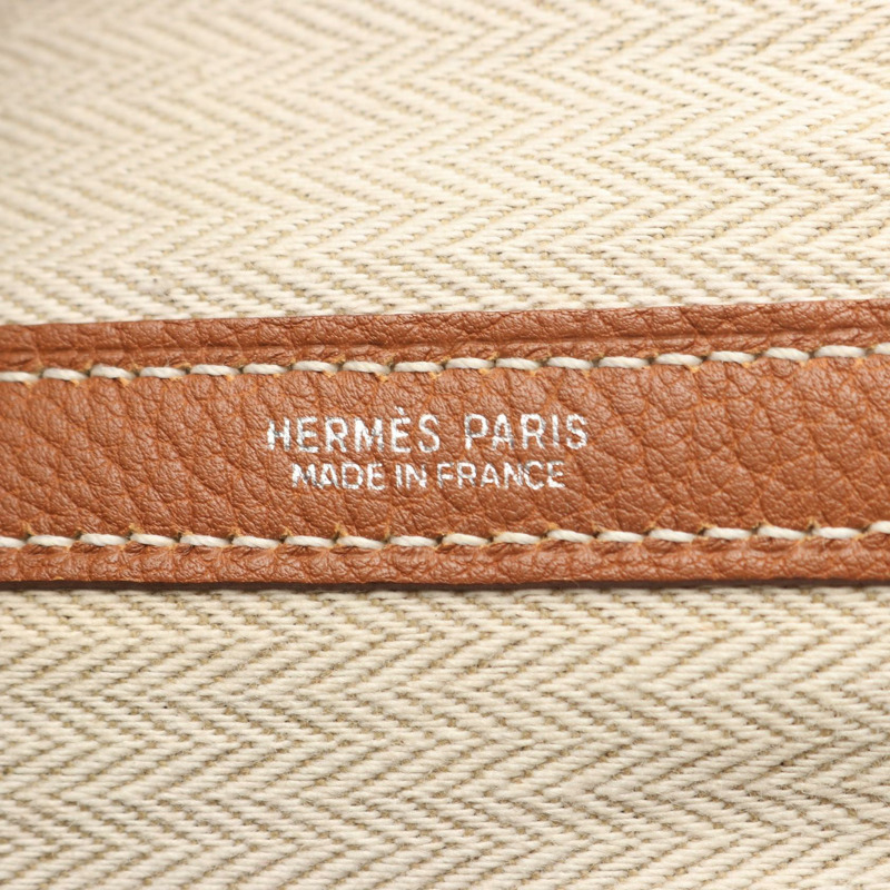 愛馬仕 Garden Party PM 手提包 K Negonda 金色皮革二手女士 SHW-3