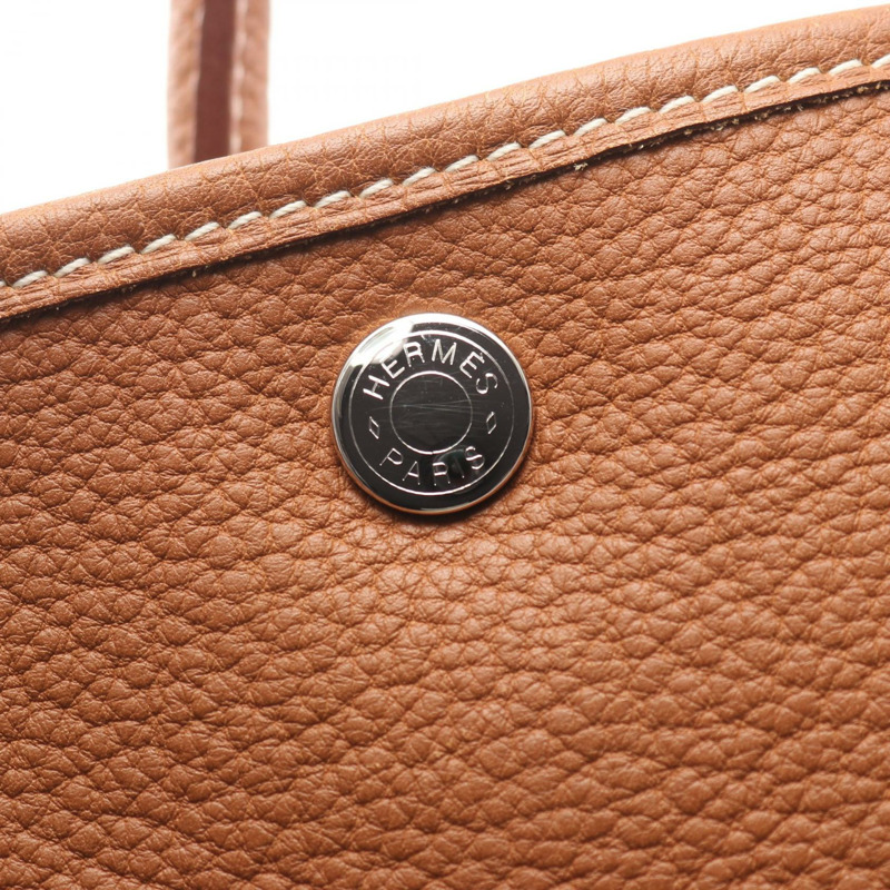 愛馬仕 Garden Party PM 手提包 K Negonda 金色皮革二手女士 SHW-8