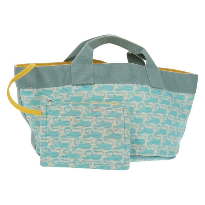 【日本直送】愛馬仕 Animo Pixel GM 手袋 帆布 淺藍色 銀色 正品 158904V-0