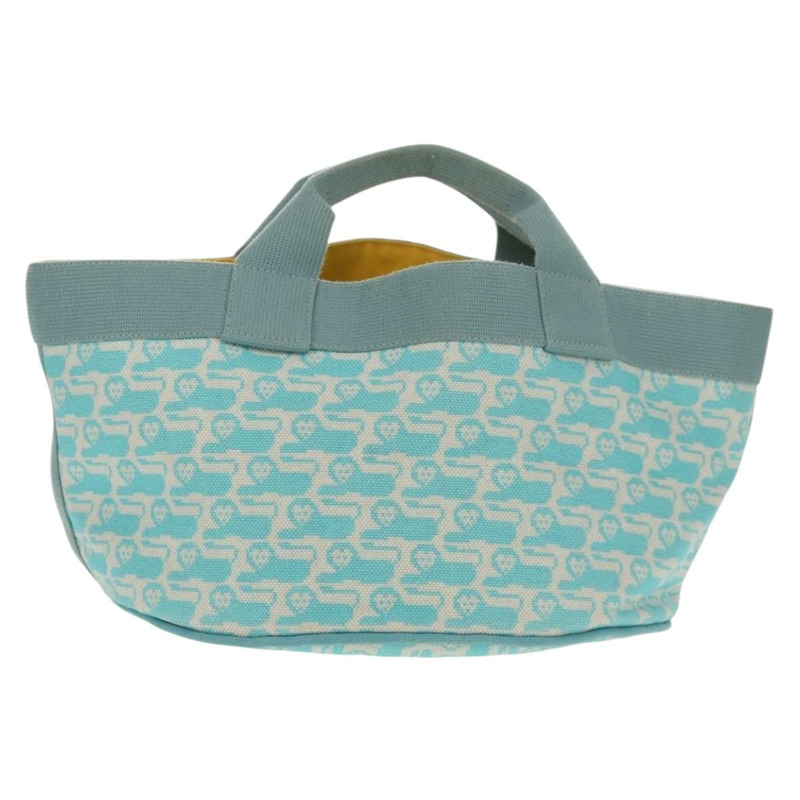 【日本直送】愛馬仕 Animo Pixel GM 手袋 帆布 淺藍色 銀色 正品 158904V-1