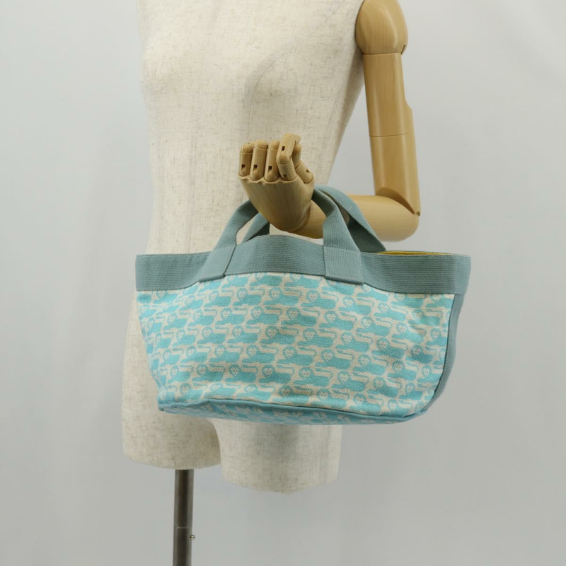 【日本直送】愛馬仕 Animo Pixel GM 手袋 帆布 淺藍色 銀色 正品 158904V-23