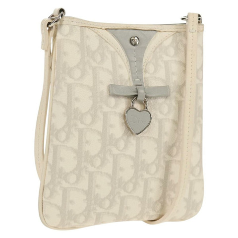 Christian Dior Trotter Romantic 單肩包 PVC 白色銀色 正品 158881V