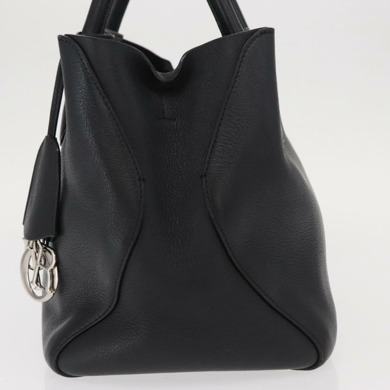 【日本直送】Christian Dior 手提包 皮革 黑色 銀色 正品 bs31800-2