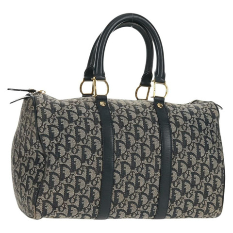 Christian Dior Trotter帆布波士頓包 海軍藍 金色 正品 160869V