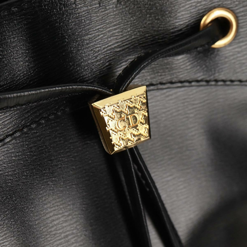 【日本直送】Christian Dior 黑色金色皮革肩背包,正品編號 159044V-16