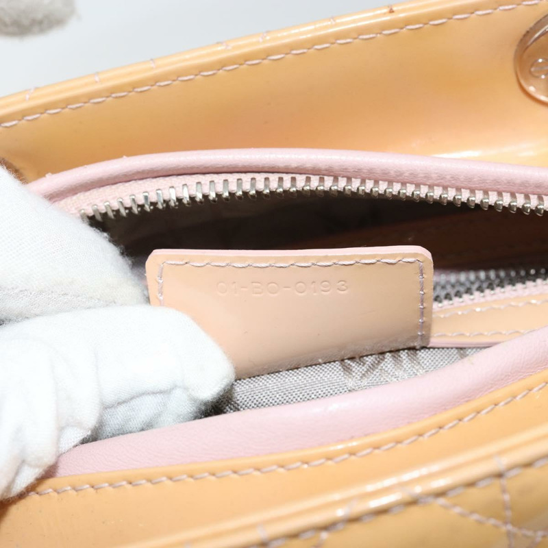 【日本直送】Christian Dior Lady Dior Canage 手提包 漆皮 2way 米色 銀色 正品 ka1144-11