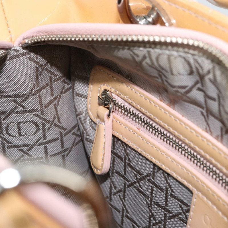 【日本直送】Christian Dior Lady Dior Canage 手提包 漆皮 2way 米色 銀色 正品 ka1144-23
