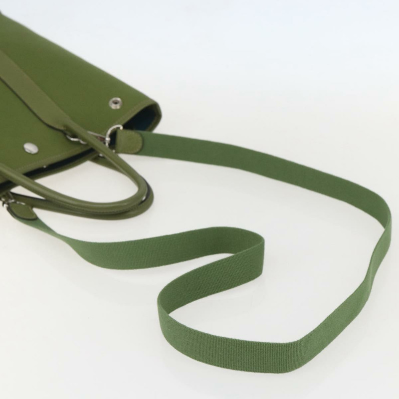 【日本直送】愛馬仕 Garden File 手袋 帆布 兩用 綠色 銀色 正品 159329SAM-7