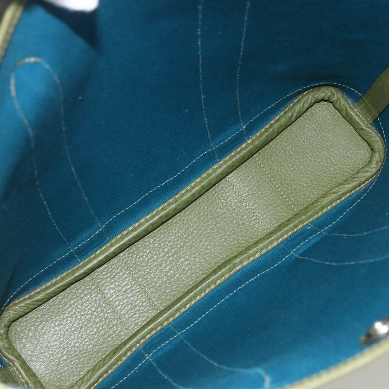 【日本直送】愛馬仕 Garden File 手袋 帆布 兩用 綠色 銀色 正品 159329SAM-8