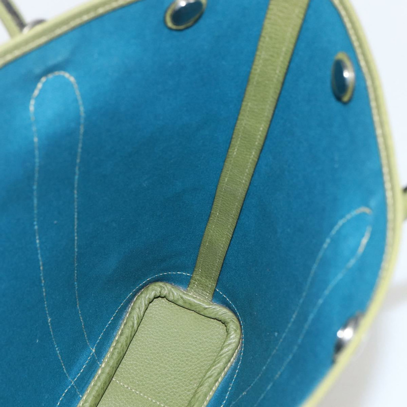 【日本直送】愛馬仕 Garden File 手袋 帆布 兩用 綠色 銀色 正品 159329SAM-19