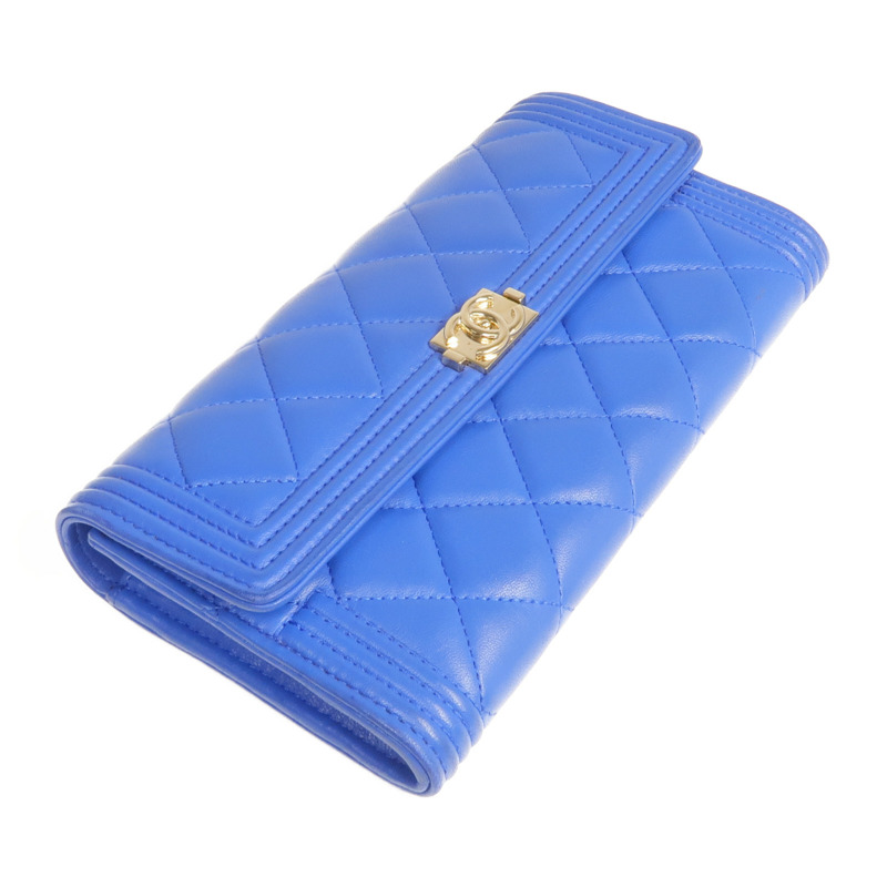 CHANEL 羊皮皮革Boy Long Wallet金扣長錢包-3
