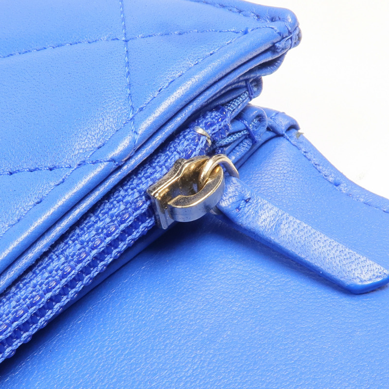 CHANEL 羊皮皮革Boy Long Wallet金扣長錢包-17