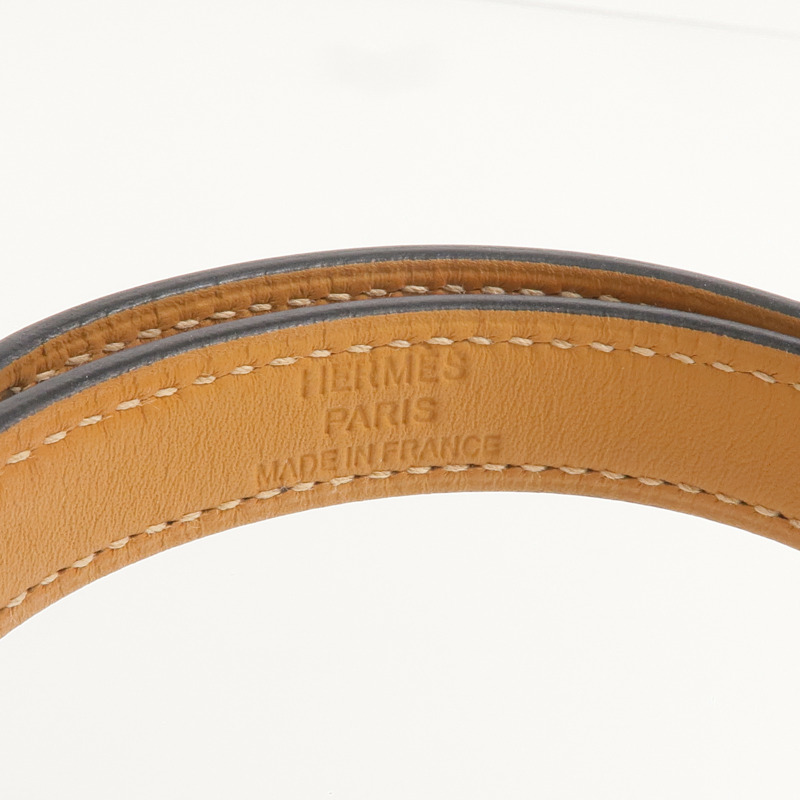 HERMES Box Calf皮革Kelly Double Tour Bracelet金扣手帶Noir-8