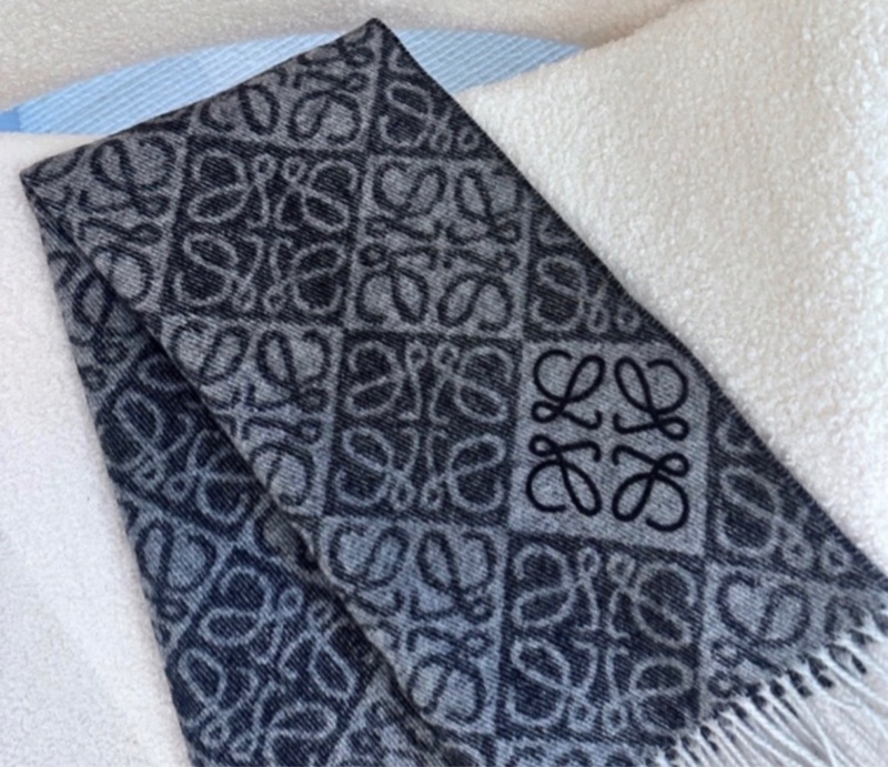 【全 🆕】 LOEWE Anagram scarf 羅意威羊絨羊毛圍中 深灰色-0