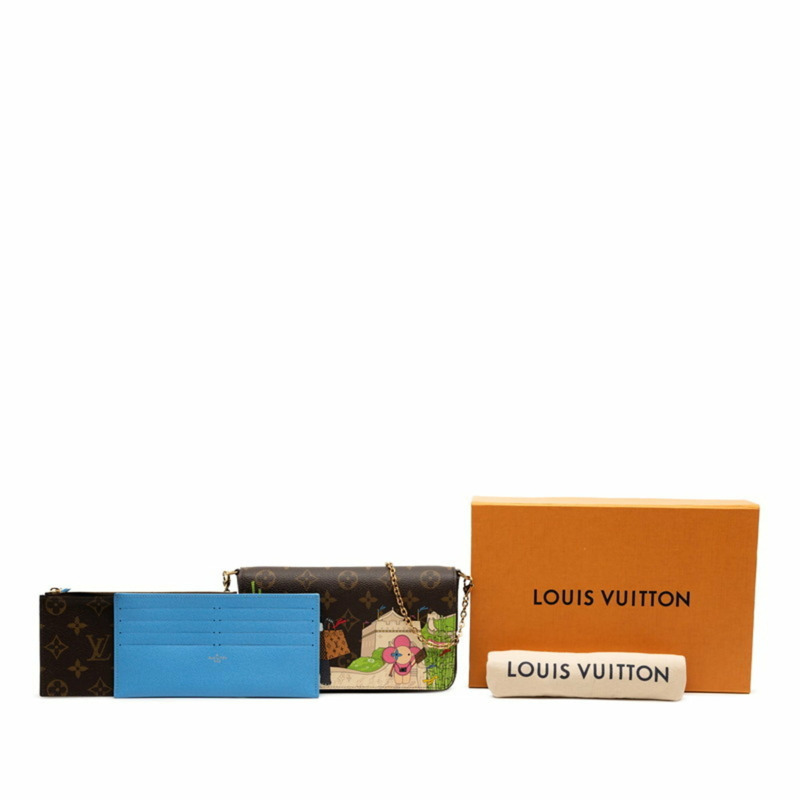 路易威登 Monogram Pochette Felicie 長城熊貓鏈條單背包 M80992 棕色多色皮革 女士 LOUIS VUITTON-5