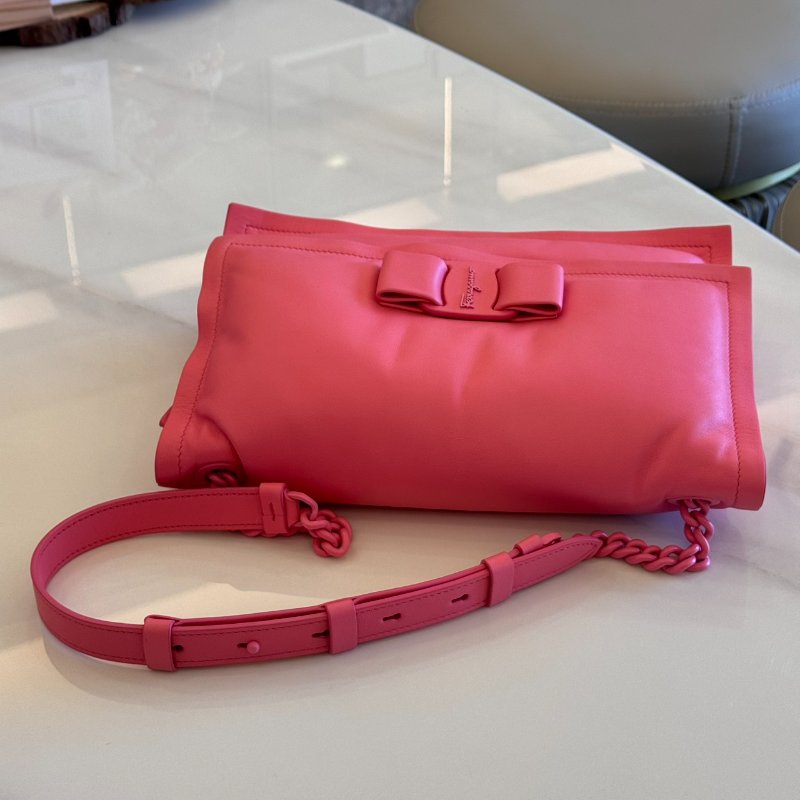 *SHIHNA名牌精品* Salvatore Ferragamo VIVA蝴蝶結小牛皮 粉色肩背包-9