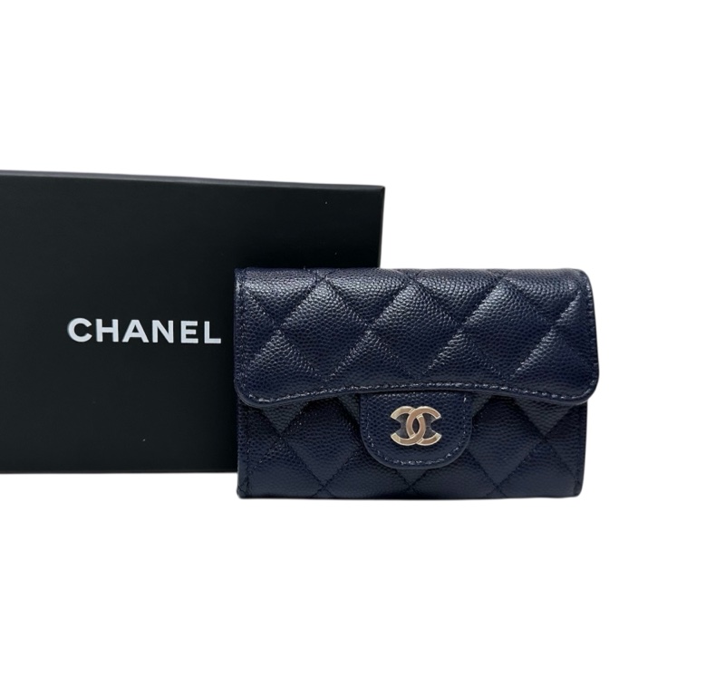 Chanel AP0214 牛皮荔枝紋小銀包/咭包 深寶藍-0