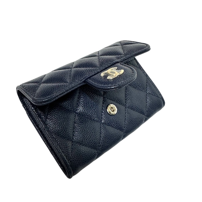 Chanel AP0214 牛皮荔枝紋小銀包/咭包 深寶藍-3