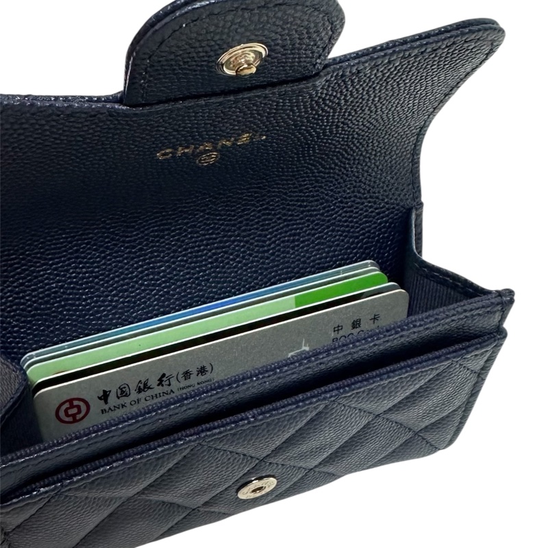 Chanel AP0214 牛皮荔枝紋小銀包/咭包 深寶藍-5