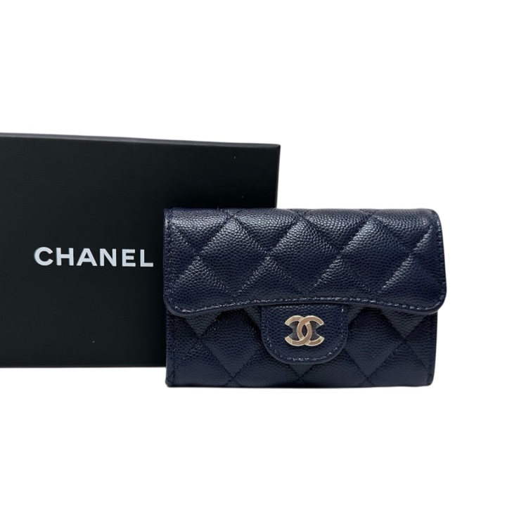 Chanel AP0214 牛皮荔枝紋小銀包/咭包 深寶藍-6