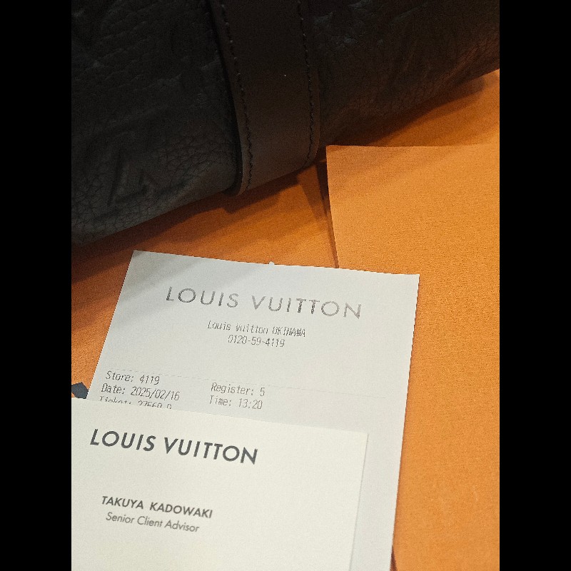 LV keepall25 牛皮壓花款-12