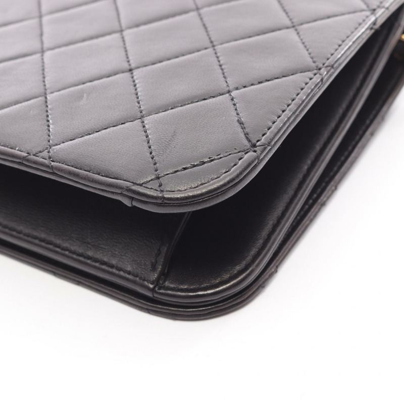 香奈兒 (CHANEL) 絎縫全蓋鏈條肩背包，羊皮材質，黑色，金色五金，二手 CC-9