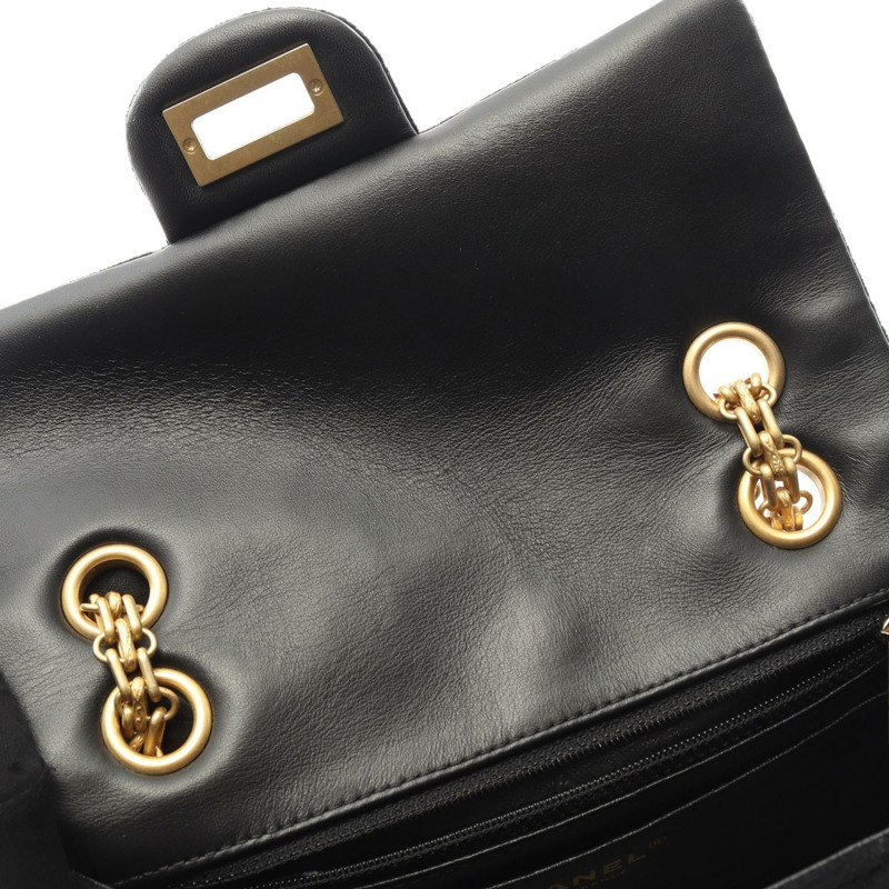 香奈兒 2.55 鏈條肩背包 黑色帆布 金色五金 二手 女士 Coco CC-5