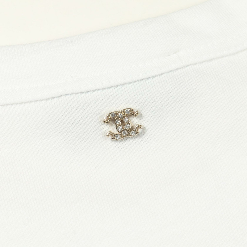 香奈兒 COCO 標誌針織吊帶 T 卹 P72150K10356 羊絨棉 #M 二手-8