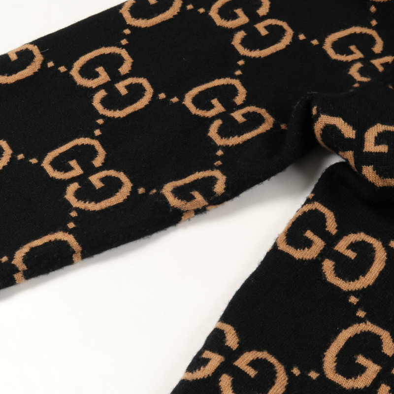 GUCCI GG 羊毛提花開襟針織衫 694758XKCC5 黑色/米色 二手 #XXL-4