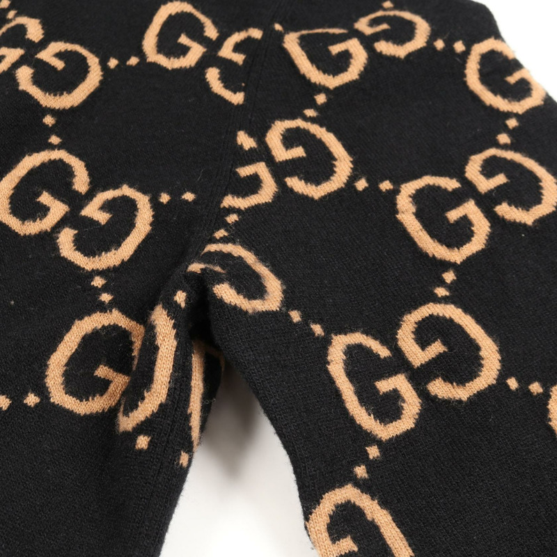 GUCCI GG 羊毛提花開襟針織衫 694758XKCC5 黑色/米色 二手 #XXL-6