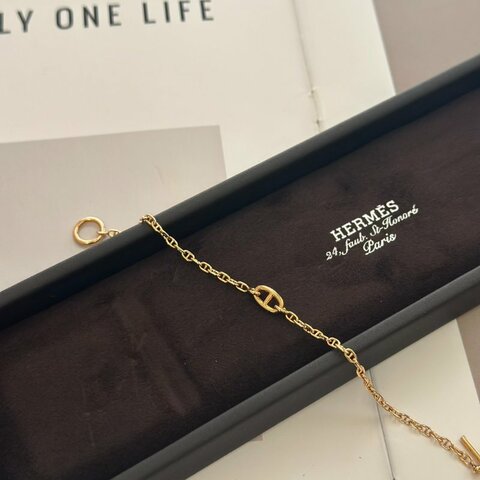 HERMES Farandole TPM 18K玫瑰金豬鼻子OT釦手鍊 - S