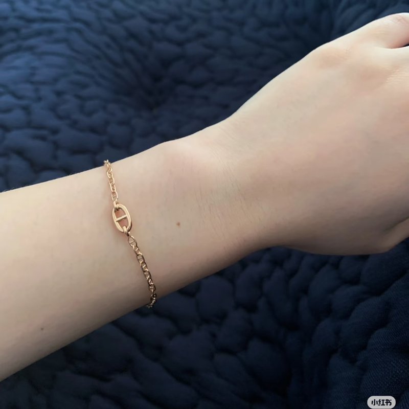 HERMES Farandole TPM 18K玫瑰金豬鼻子OT釦手鍊 - S-1