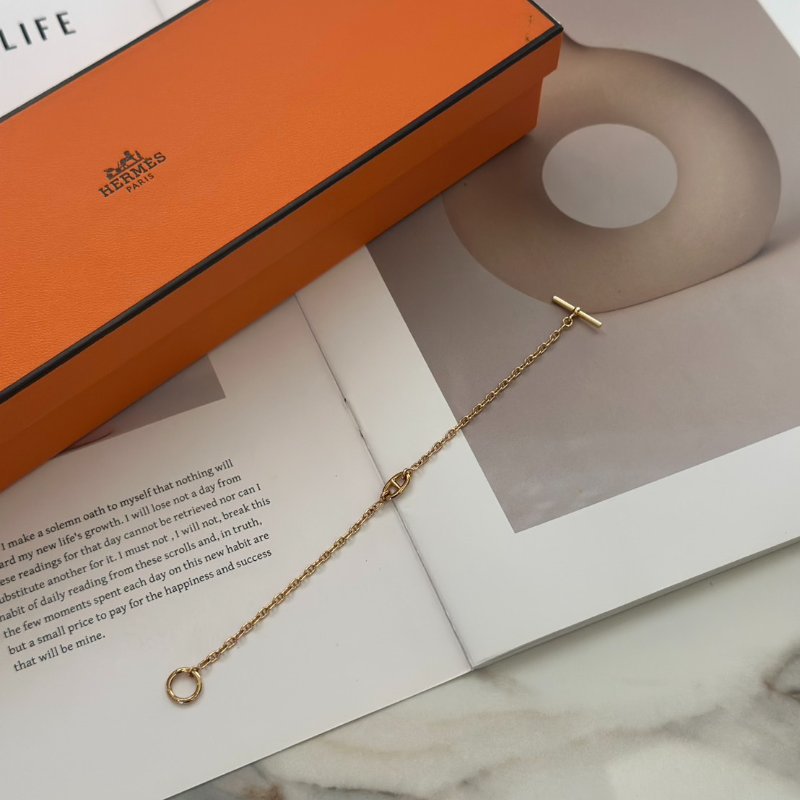 HERMES Farandole TPM 18K玫瑰金豬鼻子OT釦手鍊 - S-2