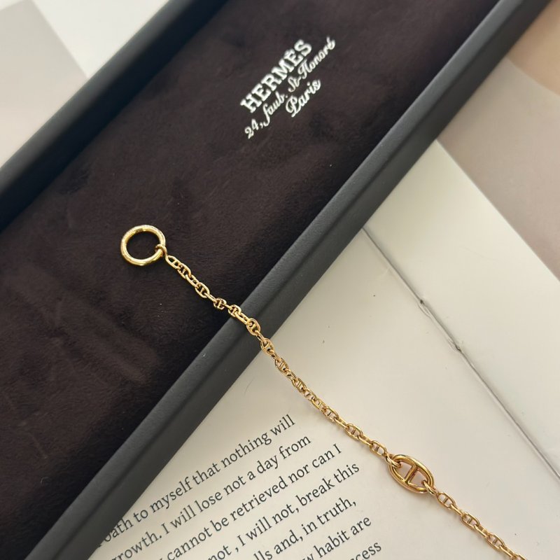 HERMES Farandole TPM 18K玫瑰金豬鼻子OT釦手鍊 - S-3
