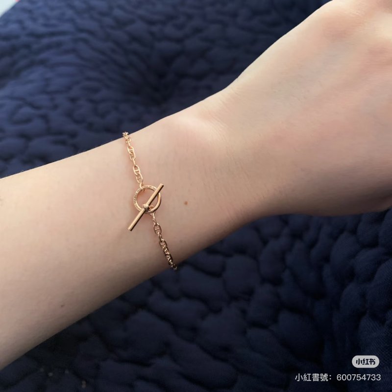 HERMES Farandole TPM 18K玫瑰金豬鼻子OT釦手鍊 - S-6