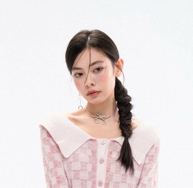 「JL精品代購」98新 Dior超稀有 滿鑽蝴蝶结 粉色綁帶項圈-1