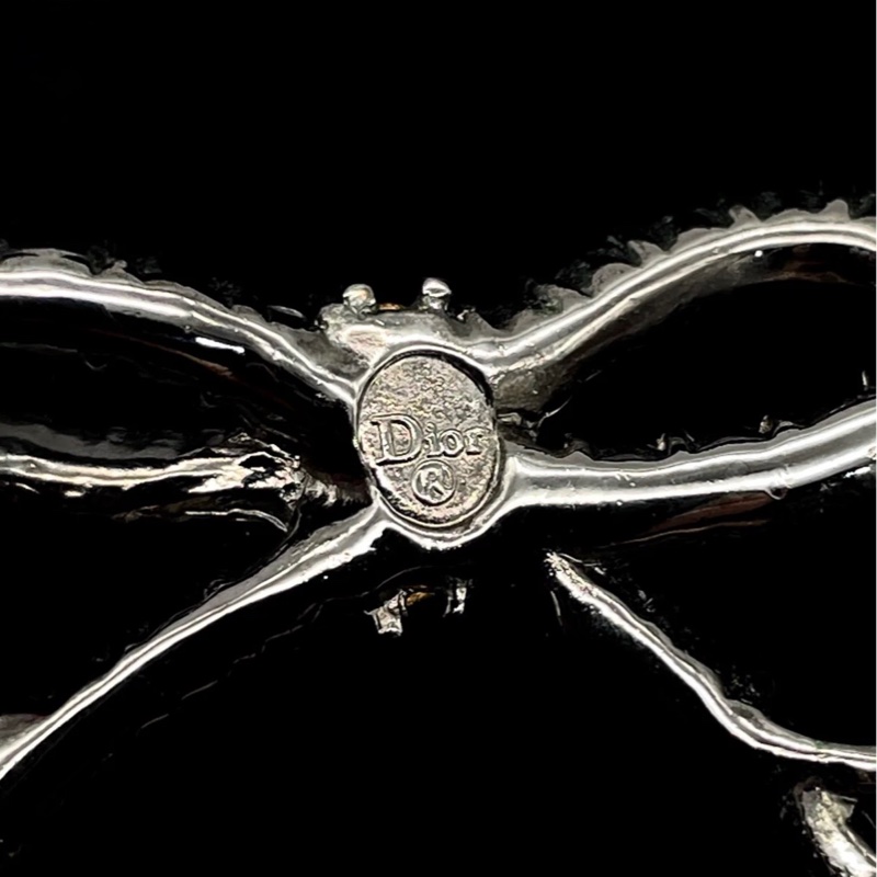 「JL精品代購」98新 Dior超稀有 滿鑽蝴蝶结 粉色綁帶項圈-8