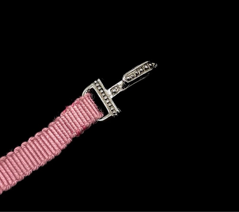 「JL精品代購」98新 Dior超稀有 滿鑽蝴蝶结 粉色綁帶項圈-10