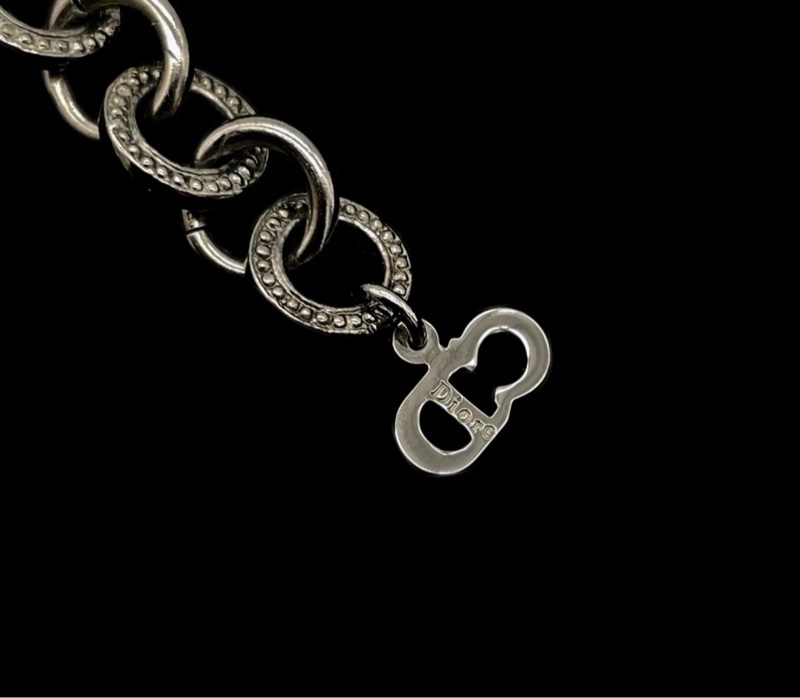 「JL精品代購」98新 Dior超稀有 滿鑽蝴蝶结 粉色綁帶項圈-11