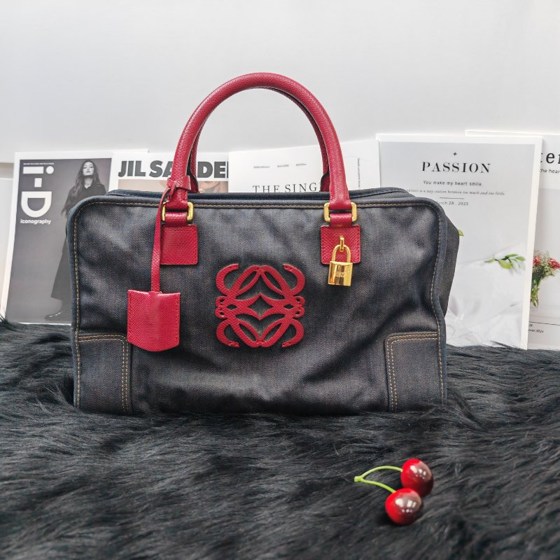 Loewe 中古 牛仔拼色 Amazona-0