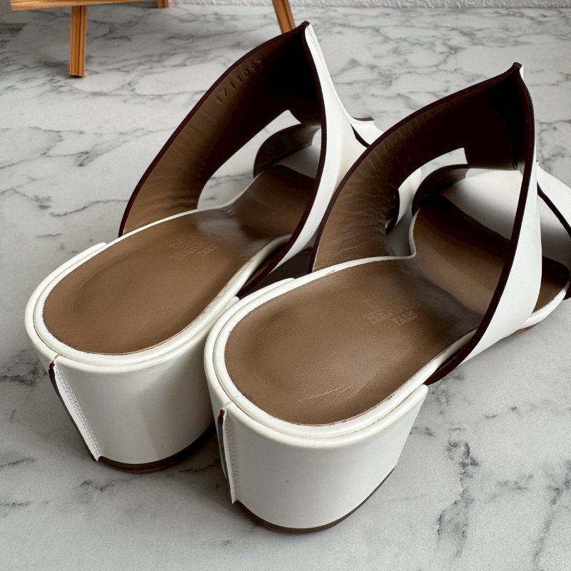 Hermès Ostia 白色皮革高跟涼鞋-3