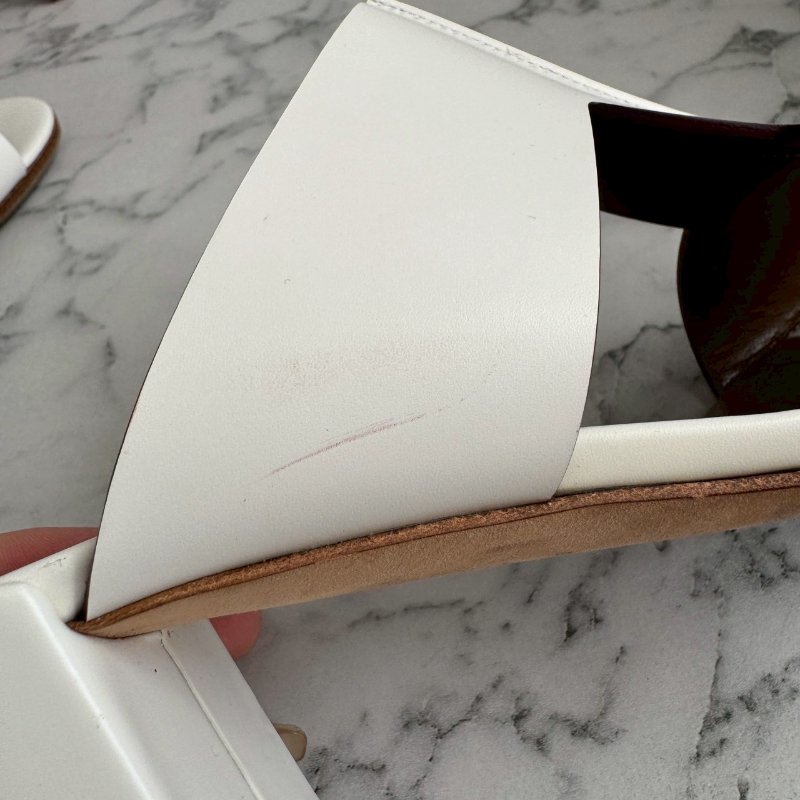 Hermès Ostia 白色皮革高跟涼鞋-4