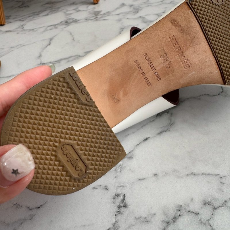 Hermès Ostia 白色皮革高跟涼鞋-5