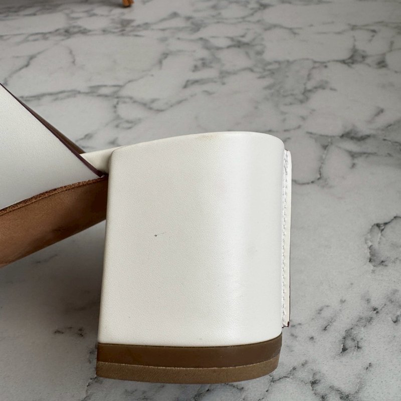 Hermès Ostia 白色皮革高跟涼鞋-7