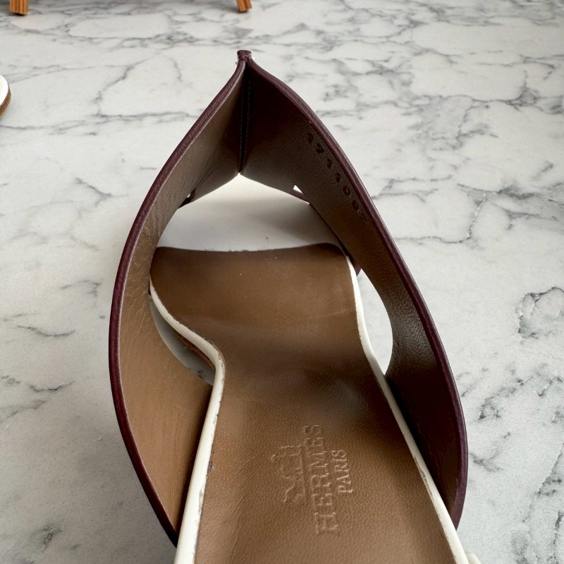 Hermès Ostia 白色皮革高跟涼鞋-8