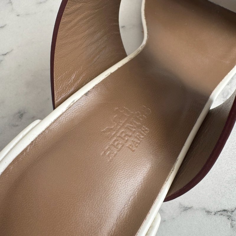 Hermès Ostia 白色皮革高跟涼鞋-9