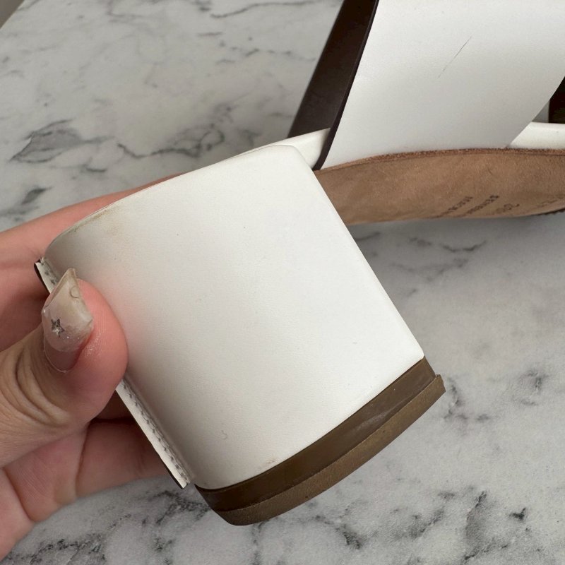 Hermès Ostia 白色皮革高跟涼鞋-10